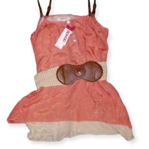 BONGO coral peasant top with vegan leather Straps size medium